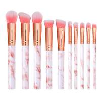 Free Shipping Private Logo Professional 10pcs Marble cosmetic makeup brushes set Face Foundation Brush Maquillaje With Nylon