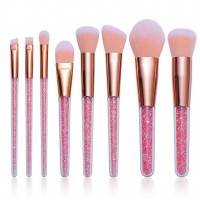 Beauty 8pcs Pink Diamond Make Up Brushes Set Crystal Portable Foundation Blending Powder Cosmetic Brushes